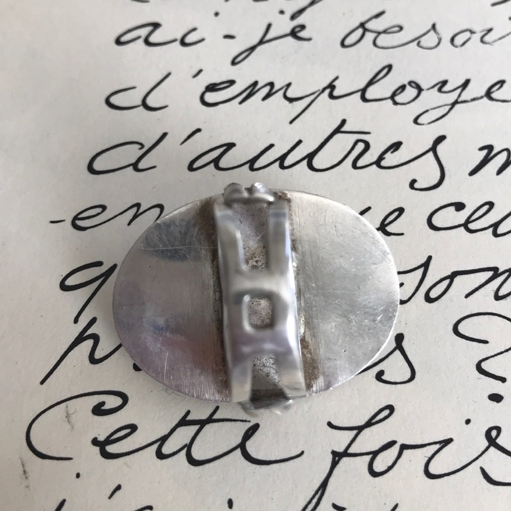 Ring Size 6 Sterling Silver Ivory Oval Shape Handmade Statement Piece Boho Style - Picture 4 of 4